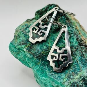 Vintage 1980s 925 Sterling Earrings with Inlay